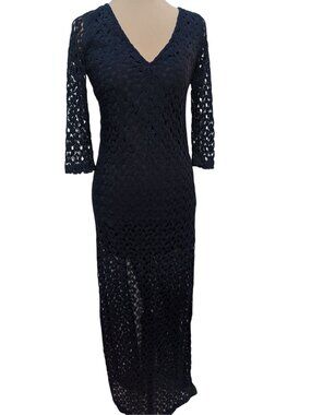 ✨ Navy Blue Crochet Lace Maxi Dress ✨